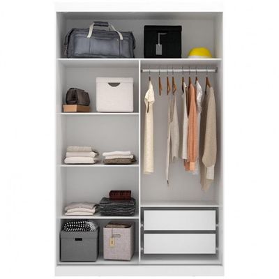 Guarda Roupa Solteiro Bartira Paris com Espelho 2 Portas de Correr Branco