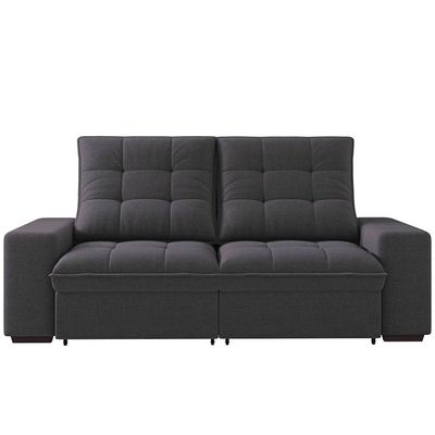 Sofá 3 Lugares Retrátil/Reclinável Linoforte Benetton com Revestimento em Suede Grafite