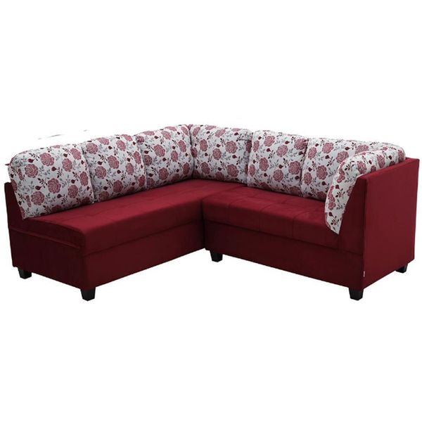Sofá de Canto Royal com Revestimento em Tecido Veludo Master Vinho Sofá de Canto Royal com Revestimento em Tecido Veludo Master Vinho