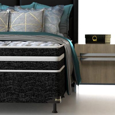 Cama Box de Solteiro Probel Guarda Costas Premium Multi Firme Espuma D20 e 28 60x88x188cm Branco e Preto