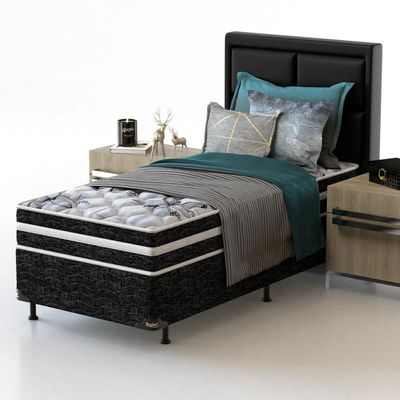 Cama Box de Solteiro Probel Guarda Costas Premium Multi Firme Espuma D20 e 28 60x88x188cm Branco e Preto