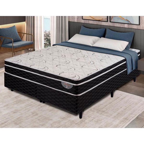 Cama Box King Size Apolo Spuma Bellagio com Molas Superlastic 62x193x203cm Preto
