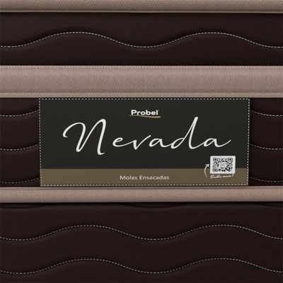 Cama Box King Size Nevada com Euro Pillow e Molas Ensacadas 64x193x203 cm Probel Bege com Marrom