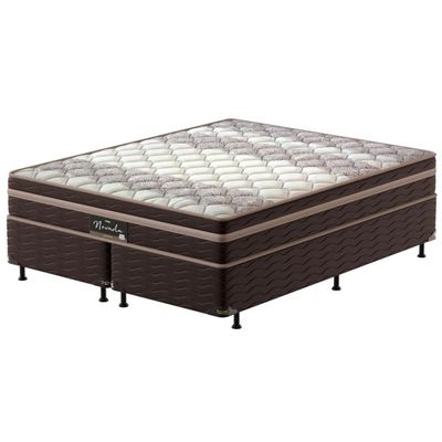 Cama Box King Size Nevada com Euro Pillow e Molas Ensacadas 64x193x203 cm Probel Bege com Marrom