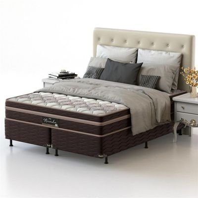 Cama Box King Size Nevada com Euro Pillow e Molas Ensacadas 64x193x203 cm Probel Bege com Marrom