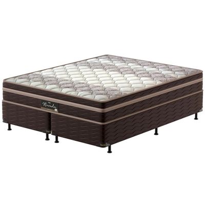 Cama Box Queen Size Nevada com Euro Pillow e Molas Ensacadas 64x158x198 cm Probel Bege com Marrom