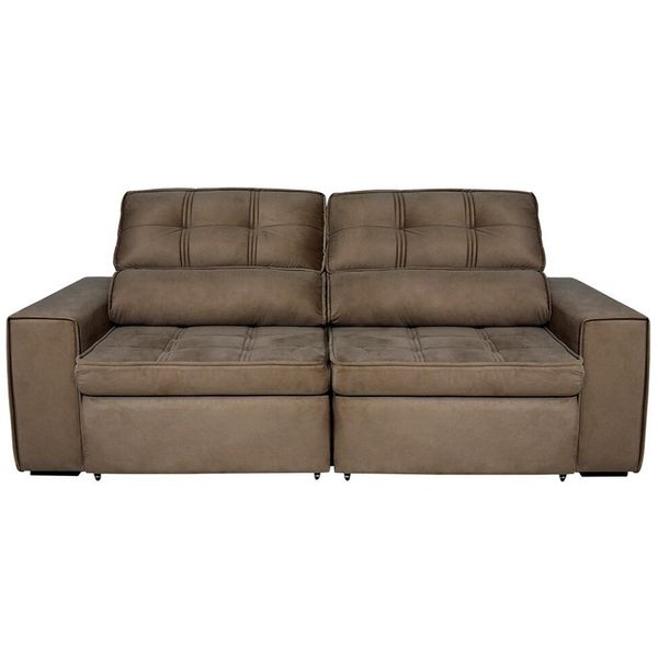 Sofá 5 Lugares Luizzi Bugatti II com Assento Retrátil Encosto Reclinável e Tecido Veludo Plush Tabaco Sofá 5 Lugares Luizzi Bugatti II com Assento Retrátil Encosto Reclinável e Tecido Veludo Plush Tabaco
