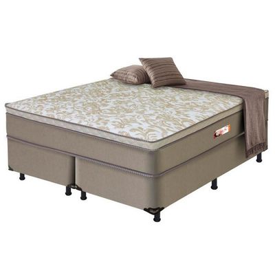 Cama Box King Size e Colchão Hellen Alpha EuroPillow e Molas Ensacadas Bege
