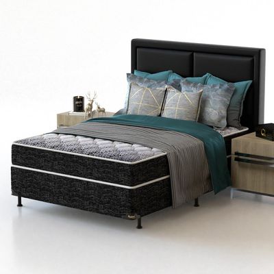 Cama Box de Casal Probel Guarda Costas Promiddle Espuma D28 60x138x188cm Branco com Preto