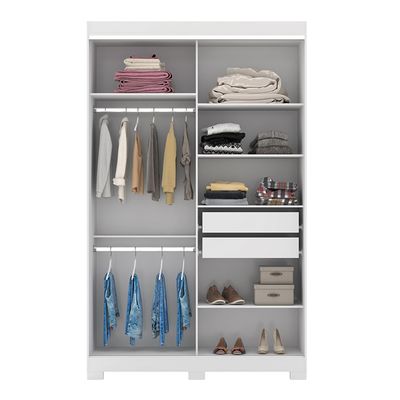 Guarda-Roupa América 2 Portas 2 Gavetas e Espelho Bartira Branco