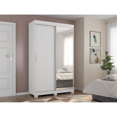 Guarda-Roupa América 2 Portas 2 Gavetas e Espelho Bartira Branco