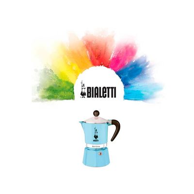 Cafeteira Italiana Bialetti Rainbow em Alumínio 3 Xícaras Azul