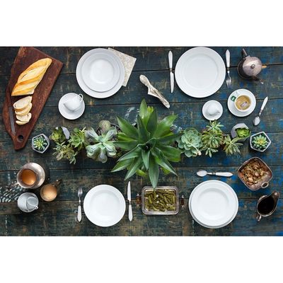 Aparelho de Jantar, Chá e Sobremesa 20 Peças Germer Chevron em Porcelana Branco
