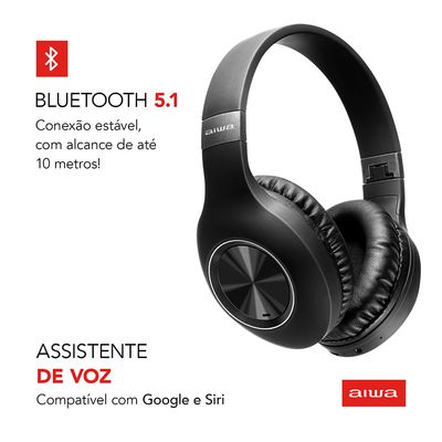 Fone de Ouvido Headphone AIWA HP-02-B BT ANC Alta Definição Bivolt