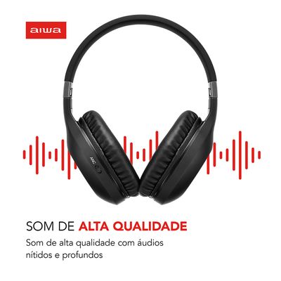 Fone de Ouvido Headphone AIWA HP-02-B BT ANC Alta Definição Bivolt