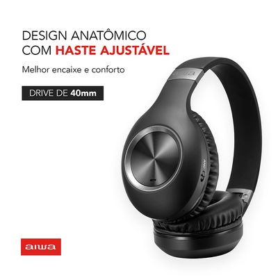 Fone de Ouvido Headphone AIWA HP-02-B BT ANC Alta Definição Bivolt