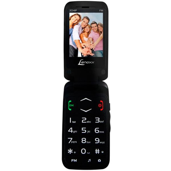 Celular CX 908 Tela 2.4 Polegadas Dual Chip com Bluetooth e Rádio FM Lenoxx Preto