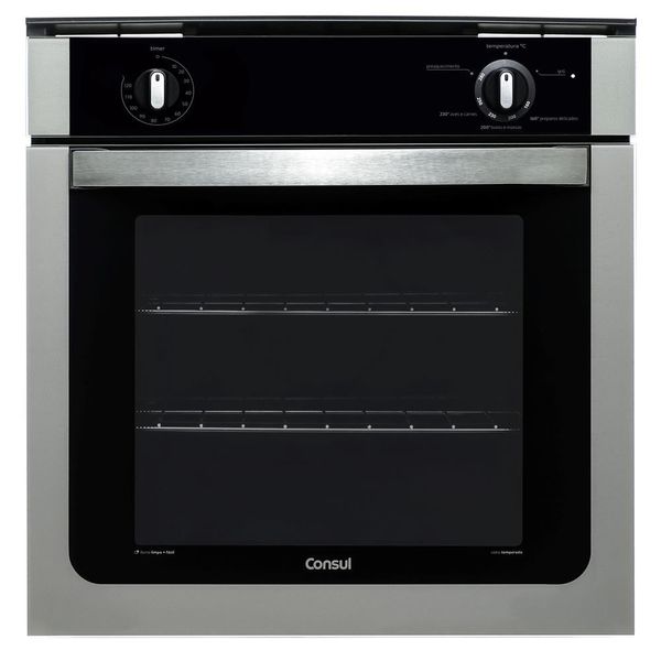 Forno de Embutir Consul a Gás COA84BR com Timer e Menu Controle Fácil - 78L Preto / 220V