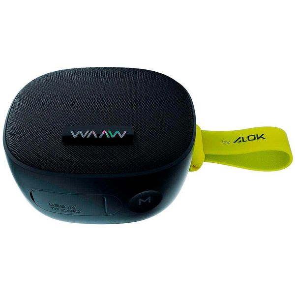 Caixa de Som Me 100SB Bluetooth Cartão de Memória e Resistente à Água Waaw by Alok Preto com Verde Caixa de Som Me 100SB Bluetooth Cartão de Memória e Resistente à Água Waaw by Alok Preto com Verde