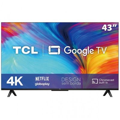 Smart TV LED 43 Pol 4K 43P635 HDR Wifi Dual Band Bluetooth Controle Remoto com Comando por controle de Voz TCL Preto / Bivolt