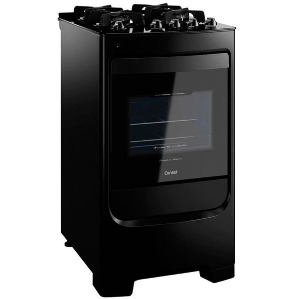 Fogão 4 Bocas CFO4VAE com Mesa de Vidro Consul Preto / Bivolt