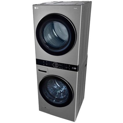 Lavadora e Secadora Elétrica Smart LG WashTower WK17VS6A 17 Kg Aço Escovado com Inteligência Artificial AIDD Inox / 220V