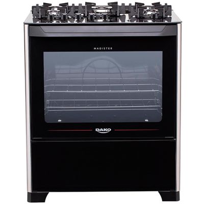 Fogão 5 Bocas Magister Mesa de Vidro 100 Litros Dako Preto / Bivolt