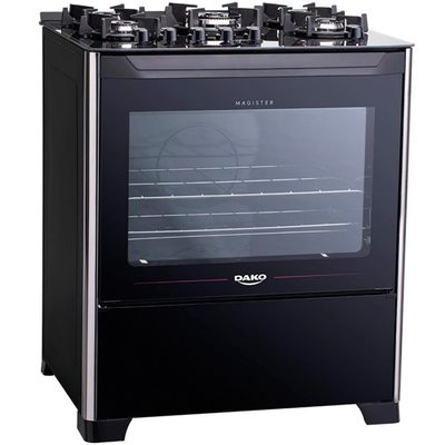 Fogão 5 Bocas Magister Mesa de Vidro 100 Litros Dako Preto / Bivolt