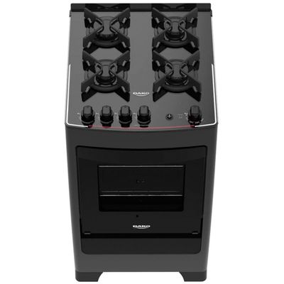 Fogão 4 Bocas Supreme Glass Acendimento Automático Dako Preto / Bivolt