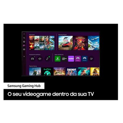 Smart TV 43 UHD 4K Samsung 43CU7700, Processador Crystal 4K Samsung Gaming Hub, Visual Livre de Cabos Tela sem limites Preto
