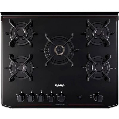 Fogão 5 Bocas Magister Mesa de Vidro 100 Litros Dako Preto / Bivolt
