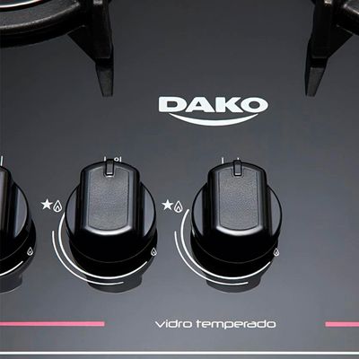 Fogão 5 Bocas Magister Mesa de Vidro 100 Litros Dako Preto / Bivolt