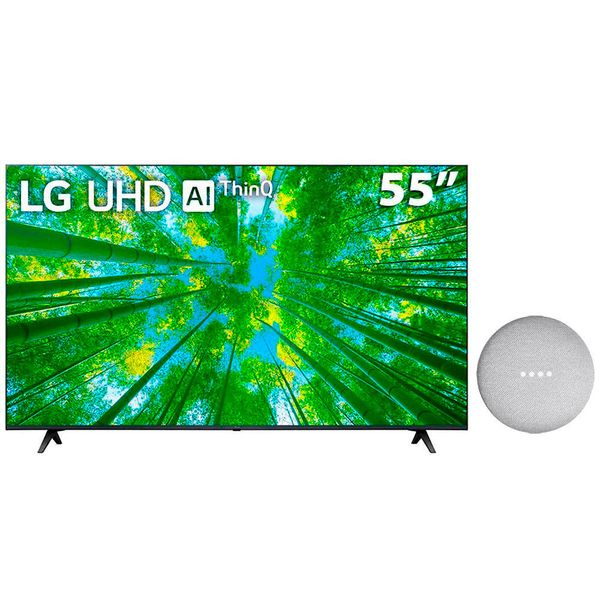Smart TV 55 Polegadas 4K 55UQ8050PSB LG com Google Nest-Mini Preto com Cinza / Bivolt
