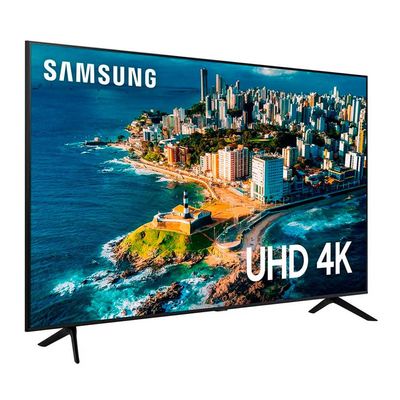 Smart TV 43 UHD 4K Samsung 43CU7700, Processador Crystal 4K Samsung Gaming Hub, Visual Livre de Cabos Tela sem limites Preto