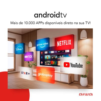 Smart TV AIWA 43” Android Full HD Borda Ultrafina HDR10 Dolby Áudio AWS-TV-43-BL-02-A Bivolt