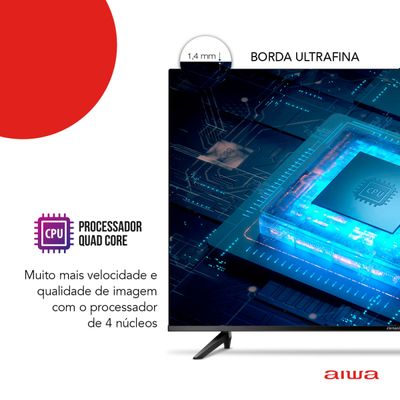 Smart TV AIWA 43” Android Full HD Borda Ultrafina HDR10 Dolby Áudio AWS-TV-43-BL-02-A Bivolt