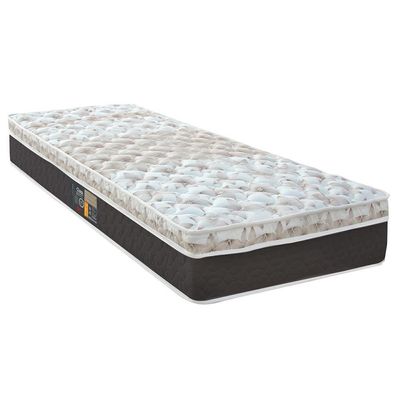 Cama Box Solteiro Castor Sleep Classic Hibrido com Molas Ensacadas 64x88x188cm Branco com Cinza