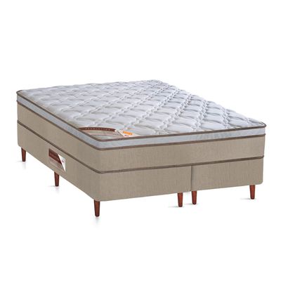Cama Box King Size Castor Revolution com Mola Bonnel 66x193x203cm Bege