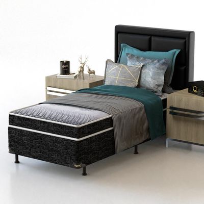 Cama Box de Solteiro Guarda Costas Espuma D20 50x88x188cm Probel Branco com Preto