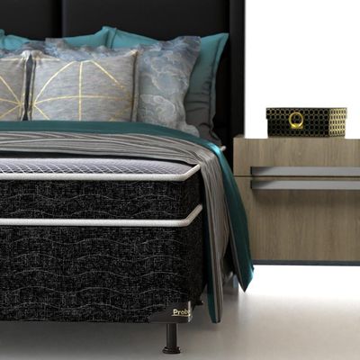 Cama Box de Solteiro Guarda Costas Espuma D20 50x88x188cm Probel Branco com Preto
