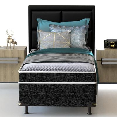 Cama Box de Solteiro Guarda Costas Espuma D20 50x88x188cm Probel Branco com Preto