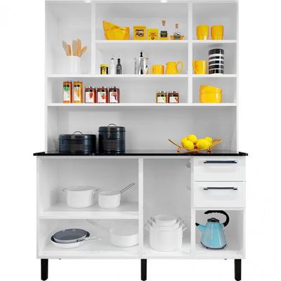 Cozinha Compacta Itatiaia Florença com 8 Portas 2 Gavetas 5 Prateleiras 140cm de largura Branco