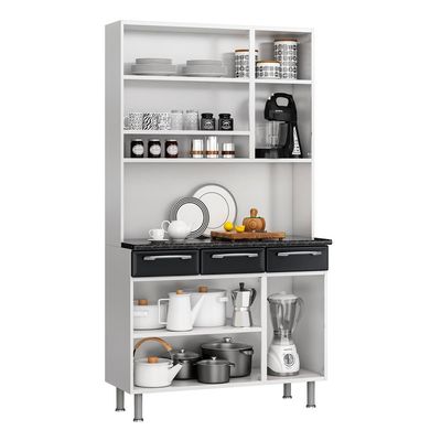 Cozinha Compacta Prisma com 6 Portas e 3 Gavetas Itatiaia Branco e Preto