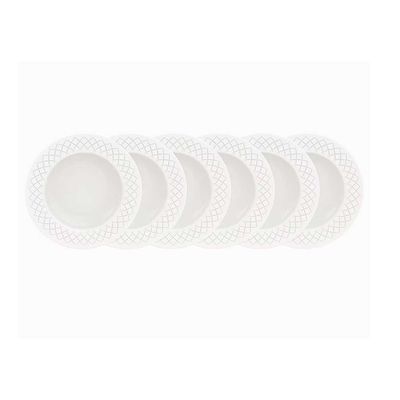 Conjunto com 6 Pratos Fundos Tramontina Ingrid em Porcelana 22 cm Branco