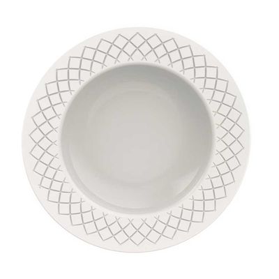 Conjunto com 6 Pratos Fundos Tramontina Ingrid em Porcelana 22 cm Branco