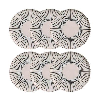 Conjunto com 6 Pratos Rasos Porto Brasil Bio Elemento em Stoneware 27,5 cm Cinza