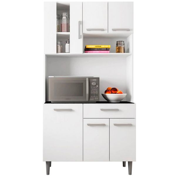 Cozinha Compacta Poliman Móveis Carol com 6 Portas e 1 Gaveta Branco Cozinha Compacta Poliman Móveis Carol com 6 Portas e 1 Gaveta Branco