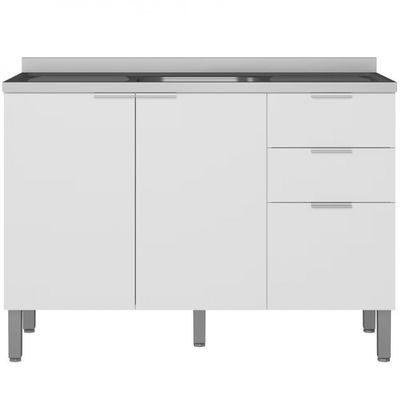 Balcão Bartira Universal com 2 Portas e 3 Gavetas Branco
