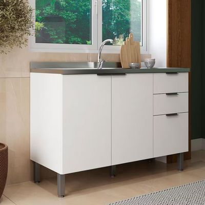 Balcão Bartira Universal com 2 Portas e 3 Gavetas Branco