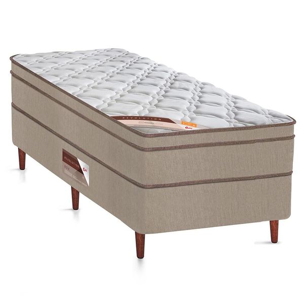 Cama Box Viúva Castor Revolution com Molas Ensacadas 66x120x203cm Branco com Bege